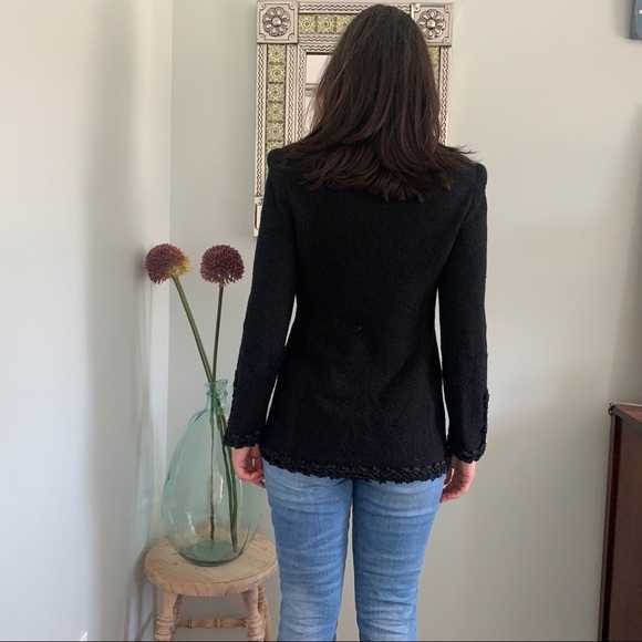 The Knit Couture Vintage Tweed Black Jacket With Gold Buttons - Picture 5 of 11